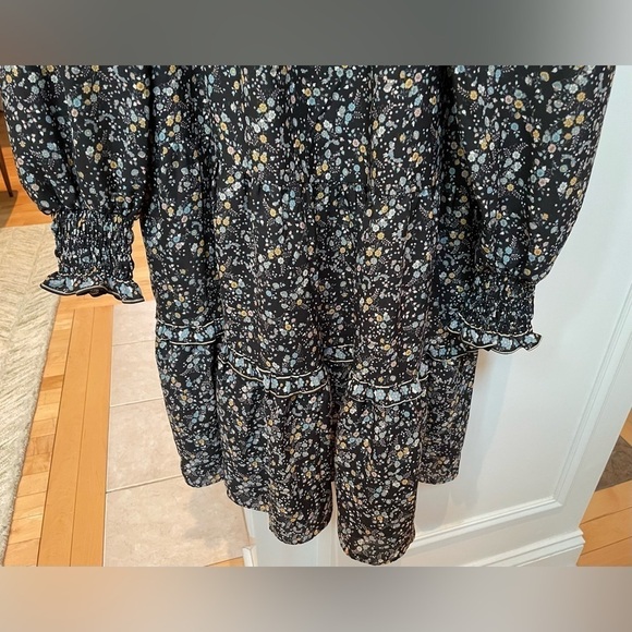 Max Studio Ditzy Floral Prairie Western Tiered Skirt RuffleNeck Shoulder Detail - Picture 3 of 12